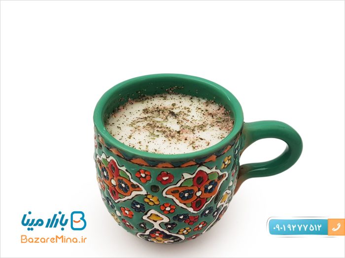 لیوان میناکاری سفالی دسته دار