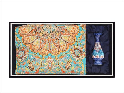 باکس هدیه ترمه و گلدان میناکاری