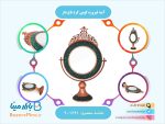 آینه فیروزه کوبی گرد تاج دار