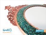 آینه فیروزه کوبی گرد تاج دار