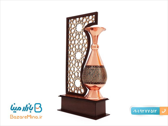 تندیس گلدان 20 سانتی خاتم کاری
