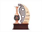 تندیس گلدان مس و پرداز طرح مهر و ماه