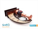 تندیس ساعت دار مس و پرداز طرح مهر و ماه