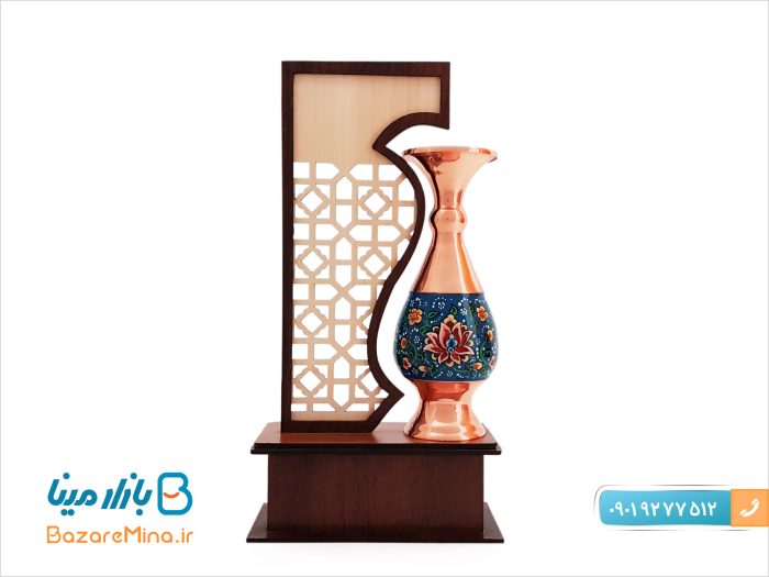 تندیس گلدان مس و پرداز 16 سانتی