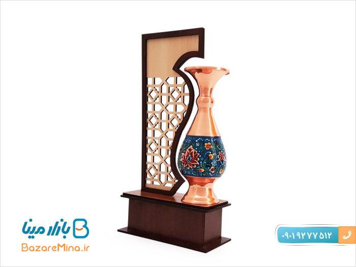 تندیس گلدان مس و پرداز 16 سانتی
