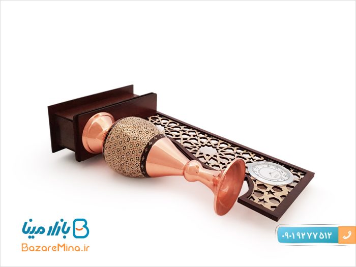 تندیس گلدان ساعت دار 20 سانتی مس و خاتم