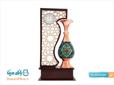 تندیس ساعت دار گلدان 20 سانتی مس و پرداز