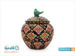 قندان سفالی میناکاری طرح پرنده