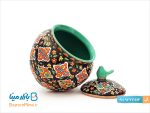 قندان سفالی میناکاری طرح پرنده