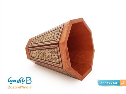 جعبه کلینکس دستمال کاغذی و سطل چوبی خاتم کاری