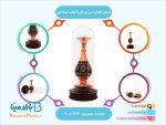 تندیس گلدان مس و پرداز با حباب شیشه ایی
