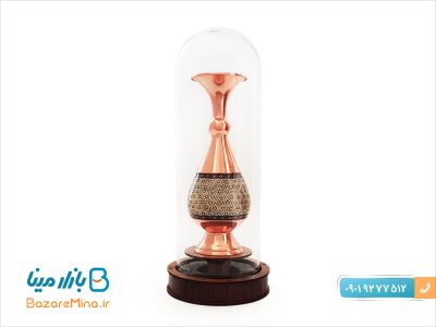 تندیس گلدان مس و خاتم با حباب شیشه ایی