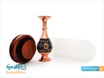 تندیس گلدان مس و پرداز با حباب شیشه ایی