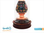تندیس گلدان مس و پرداز با حباب شیشه ایی