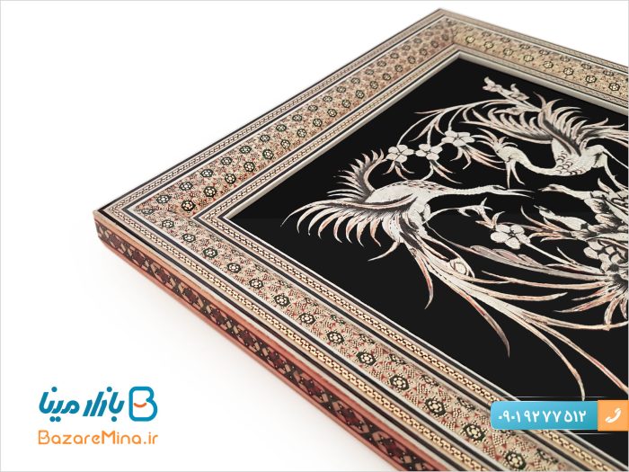 قاب قلمزنی اصفهان طرح گل و مرغ