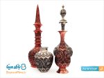 گلدان قلمزنی ۲۵ سانتی طرح گل و مرغ