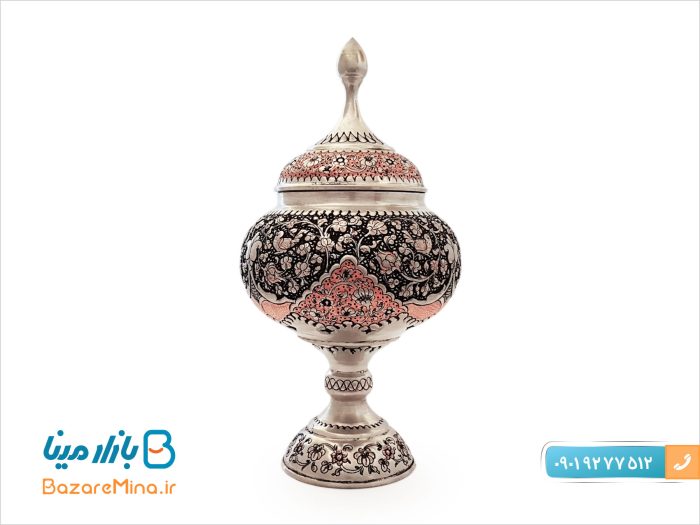 شکلات خوری پایه دار مسی قلمزنی