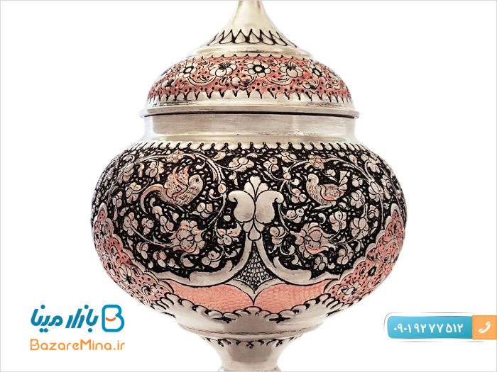 شکلات خوری پایه دار مسی قلمزنی