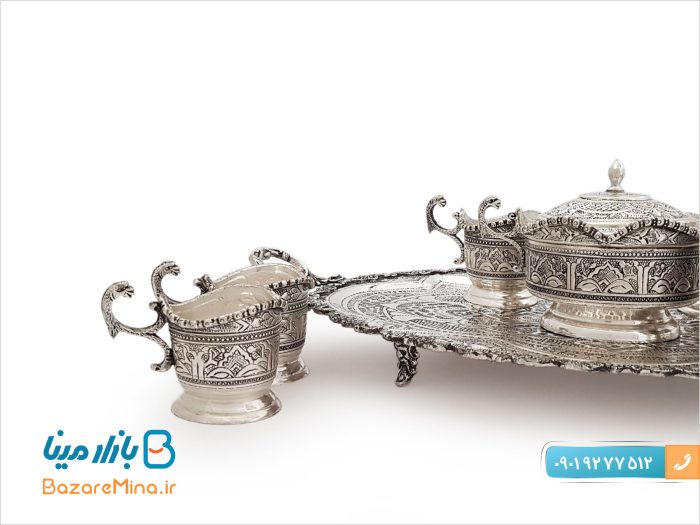 سرویس چای خوری قلمزنی آبکاری نقره