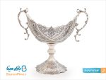 کشکول قلمزنی پایه دار و دسته دار نقره نما