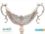 کشکول قلمزنی پایه دار و دسته دار نقره نما