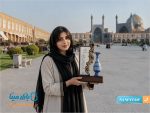 تندیس میناکاری شده طرح لوح تقدیر با گلدان 20 سانتی