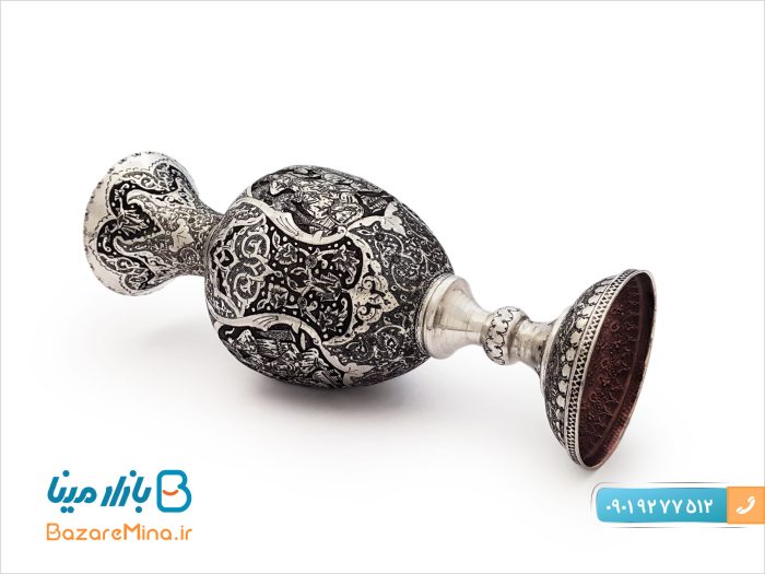 گلدان قلمزنی پایه دار لاله ایی