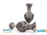 گلدان قلمزنی پایه دار لاله ایی