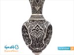 گلدان قلمزنی پایه دار لاله ایی