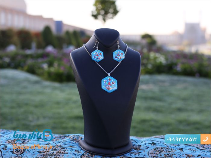 نیم ست گردنبند و گوشواره میناکاری