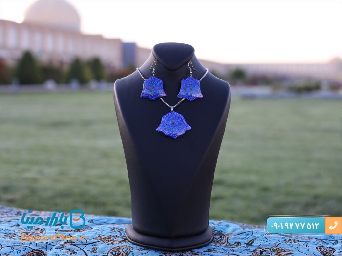 نیم ست گردنبند و گوشواره میناکاری