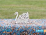 جای دستمال کاغذی رومیزی ملیله کاری طرح قو