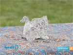 جای دستمال کاغذی رومیزی ملیله کاری طرح قو