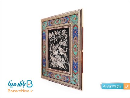 تابلوی قلمزنی با قاب خاتم