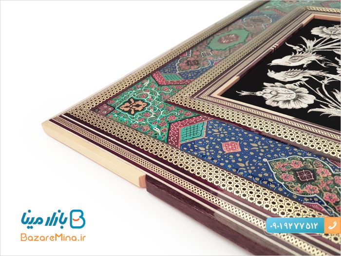 تابلوی قلمزنی با قاب خاتم
