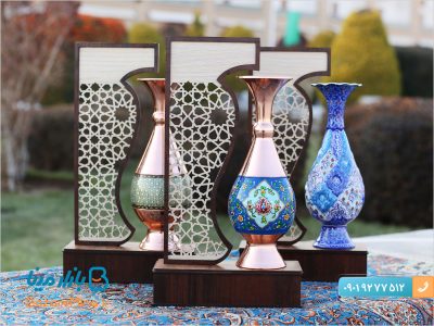تندیس گلدان مس و پرداز