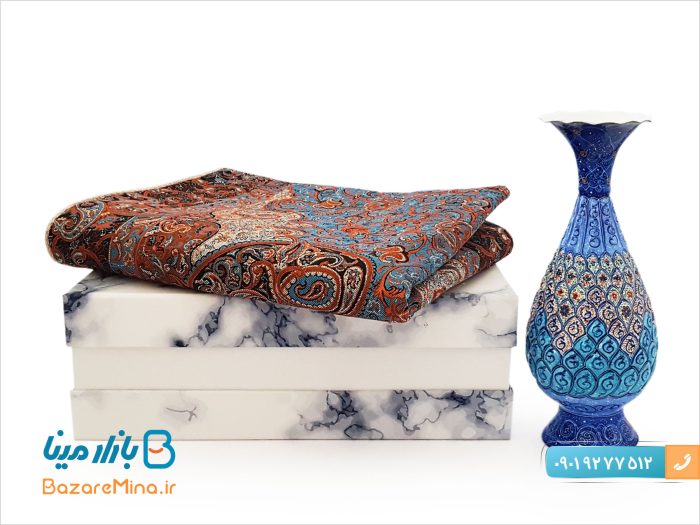 باکس هدیه ترمه و گلدان میناکاری