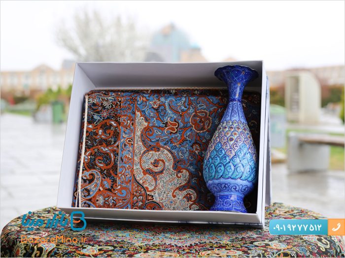 باکس هدیه ترمه و گلدان میناکاری
