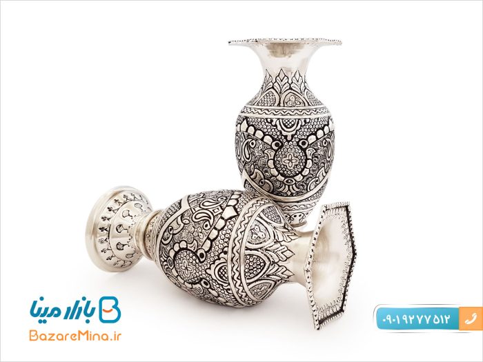 گلدان قلم زنی نقره نما