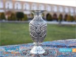 گلدان قلم زنی نقره نما