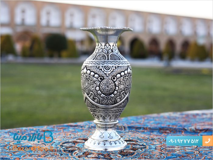 گلدان قلم زنی نقره نما
