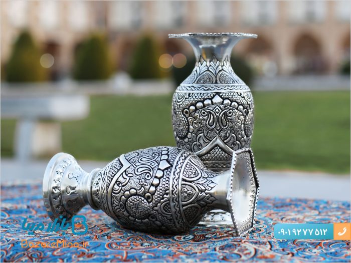 گلدان قلم زنی نقره نما