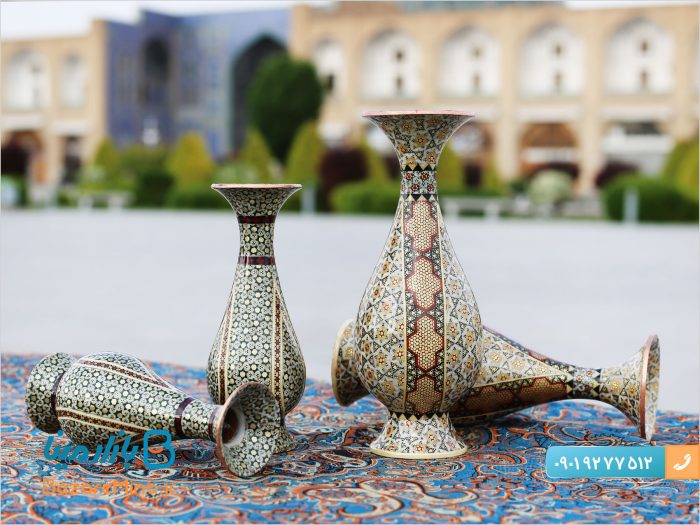گلدان تمام خاتم کاری