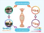 گلدان قلمزنی دو رنگ مسی نقره ای