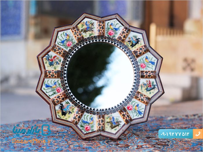 آینه با قاب خاتم کاری