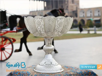 میوه خوری قلمزنی مشبک نقره نما