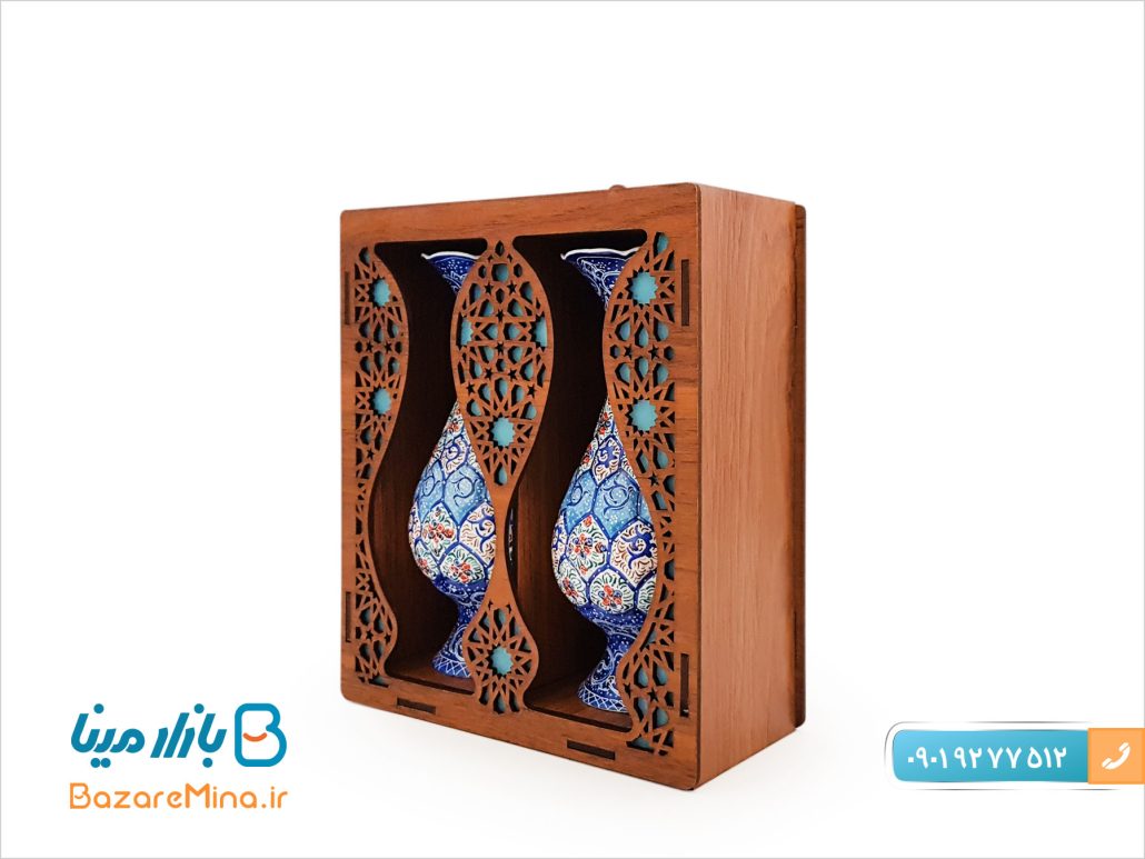 جفت گلدان میناکاری