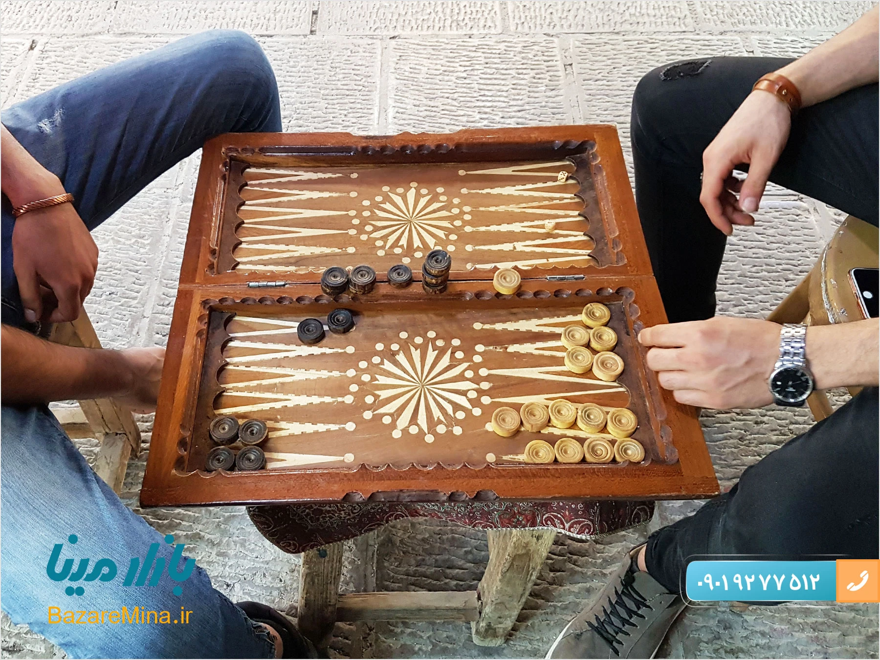 تخته نرد چوبی با صفحه شطرنج خاتم کاری اصفهان تخته نرد