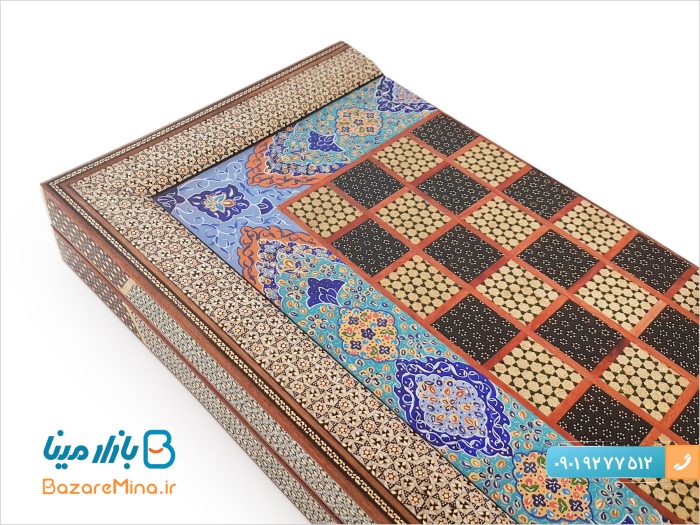 تخته نرد و شطرنج خاتم کاری نقاشی تذهیب