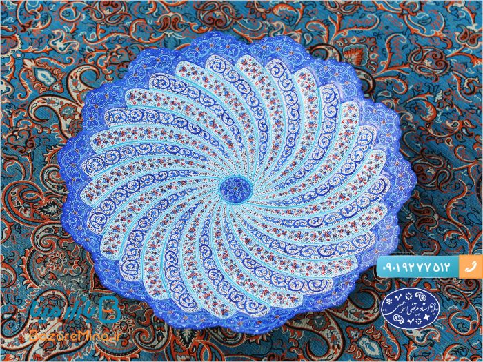بشقاب میناکاری بر روی فلز مس اثر استاد مرتضی اسماعیلی